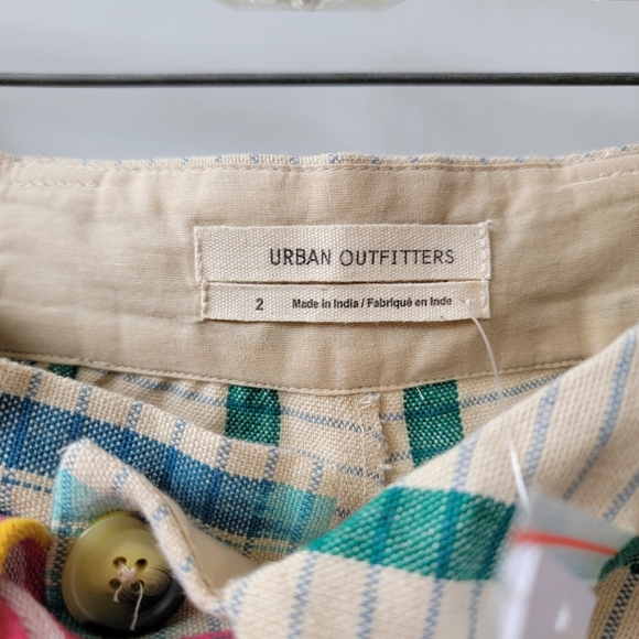 Urban Outfitters Eva Striped Pattern High Waist Shorts Size 2 Neutral Beige - Picture 9 of 15